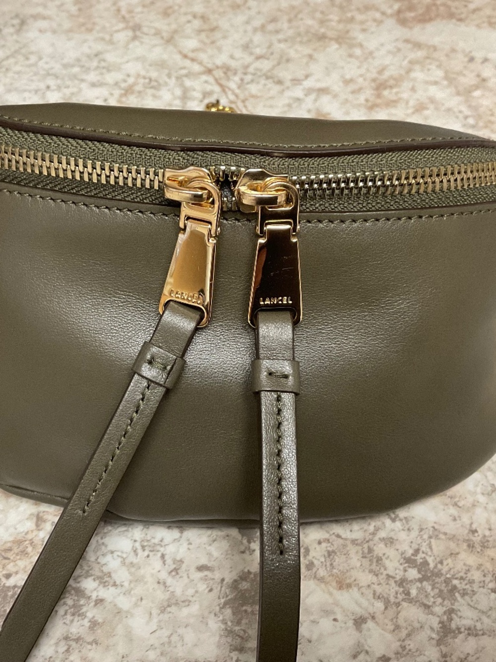 LANCEL MINI ZIP CROSSBODY BAG khaki/ gold - Picture 4 of 13